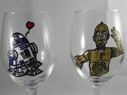 R2d2 And C3po Hand Painted Wine Glasses Star Wars Inspired Characters Hand Painted Wine Glasses Painted Wine Glasses Painted Wine Glass