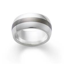 A Token Of Love To Cherish Always And Forever This Silver Band With Titanium Center Is A Symbol Of Unending Commitm Silver Mens Band Silver Band Rings For Her