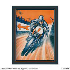 Motorcycle Race Ca 1930 Poster Zazzle Com Racing Motorcycles Vintage Posters Custom Posters