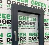 Grey Aluminium Casement window | Green doors