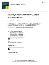 Business wire (engl.) | weitere nachrichten. The Shape Of Low Concentration Dose Response Functions For Benzene Implications For Human Health Risk Assessment Concawe
