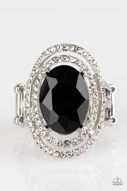 Black And Silver Ring Paparazzi Paparazzi Making History 2018 Fall Collection Black Gem White Rhinestone Silver Frame Ring Black Gems Black Rings White Rhinestone