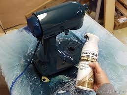 Supplies needed to repaint a kitchenaid stand mixer spray paint in color of your choice (i recommend rustoleum 2x paint + primer) *note* i used the color vintage teal in a satin finish clear protective top coat (i recommend rustoleum acrylic enamel 2x paint + primer) *note* i chose a gloss finish How To Paint Your Kitchen Aid Mixer Reality Daydream