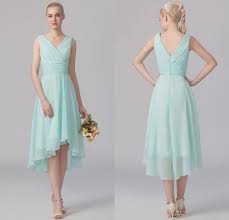 Cheap Chiffon Mint Bridesmaids Dresses High Low V Neck Vintage Plus Size Sum Cheap Bridesmaid Dresses Short Bridesmaid Gown Chiffon High Low Bridesmaid Dresses