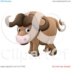 Clipart Of A Cartoon Cute African Safari Cape Buffalo Royalty Free Vector Illustration By Atstockillustration 1417702