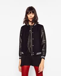 Zara Woman Contrast Bomber Jacket Bomber Jacket Jackets Outerwear Jackets