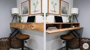 To install your shelf you would install a 1x2 or 1x3 to the face of the wall directly on the drywall in the place where you. Diy Floating Desk With Hidden Storage Diy Huntress