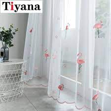 Free shipping on orders over $25 shipped by amazon. Quality White Tulle Embroidery Pink Flamingo Sheer Curtains For Bedroom Living Room Kitchen Windows Drapes Decor P238x Curtains Aliexpress