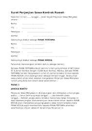 Contoh surat perjanjian sewa kereta doc. Doc Surat Perjanjian Sewa Kontrak Rumah Shah Mira Academia Edu