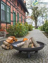 Feuerschale O 100 Cm Stahl Schwarz Klassische Form Grill Mit Loch Hand Made Feuerschale Feuerstelle Garten Feuerkorb