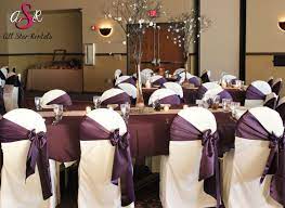 Pin By Weddings All Star Rentals On Chair Covers Ties Purple Wedding Wedding Linens Fall Wedding