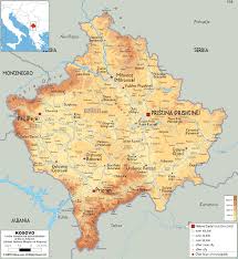 Kosovo is a small and landlocked disputed territory in southeastern europe. Physical Map Of Kosovo Ezilon Maps
