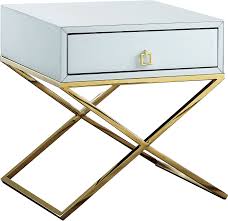 Lynn Gold White Night Stand 810 Meridian Furniture Night Stands In 2020 Nightstand White Side Tables Furniture