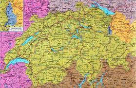 Postbusser får deg til et lite sveitsisk hjørne du kan se på et kart. Border Of France And Switzerland Map Kart Over Sveits Pa Russisk