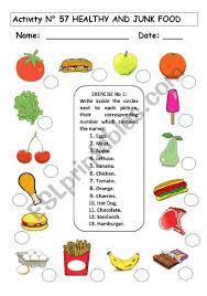 This Is A Simple Worksheet For Elementary Students Where They Have To Identify The Pictures Healthy And Unhealthy Food Unhealthy Food Healthy Food Activities