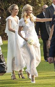 Cara Delevingne Carried Poppy S Train Chanel Wedding Dress Celebrity Wedding Dresses Wedding Dresses