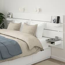 Nordli Bed With Headboard And Storage White King Ikea In 2020 Headboards For Beds Ikea Headboard White Headboard