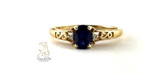 Sapphire and diamond ring in 10k white gold. Simulated Sapphire Ring 10k Yellow Casa De Oro Jewelers
