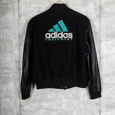 Our collection of men's and women's jackets include bombers. Adidas Equipment Big Logo Vintage Leather Varsity Jacket Black Large 99 99 Picclick