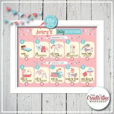 Printable Daily Routine Chart Morning And Evening Chores For Children Pink
