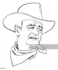A Line Drawing Of Actor John Wayne Circa 1965 Line Drawing John Wayne Actor John