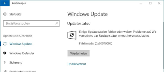 Windows 10 Updatefehler 0x80070002