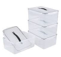 Lesbin 15 L Clear Airtight Rectangular Storage Container for Food, Set of 4  Plastic Clear Food Storage Container with Latch Lid and Handle