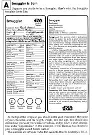 A page for describing characters: Back To Basics With 1987 S Star Wars Rpg Rolling Boxcars