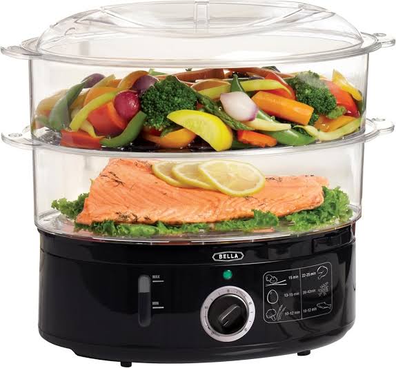BELLA Two Tier Food Steamer with Dishwasher Safe Lids and ...