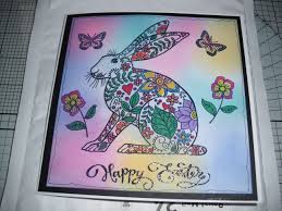Easter Card For S Z Stamp By Woodware Background Using Distress Oxides Coloured In With Spectrum Noir Pens In 2020 Easter Cards