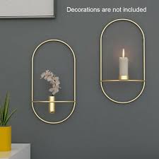 Home Decoration Dry Flower Vase Metal Modern Tealight Wall Mounted Candle Holder Fashion Home Garde Wall Candles Wall Candle Holders Geometric Candle Holder