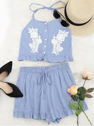 Lace Insert Print Cami Top Pleated Skirt Set Halter Lace Panel Top And Shorts Set Cloudy S Lace Panel Top Fashion Clothes Women Online Shopping Clothes Women