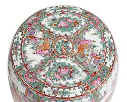 I love the bold red of this garden stool. Lot A Pair Of Chinese Export Rose Medallion Garden Stools