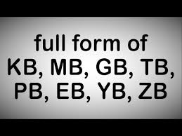 Full Form Of Kb Mb Gb Tb Pb Eb Yb Zb By Must Channel