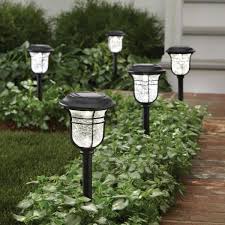 Hampton Bay Solar Powered Black Led Outdoor Integrated 3000k Warm White Landscape Path Light 10 Pack 84075 The Home Depot
