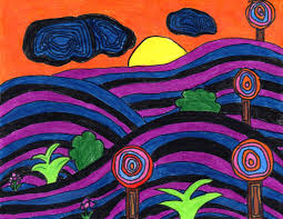 Hundertwasser Landscape Hundertwasser Art Childrens Art Projects Elementary Art Projects