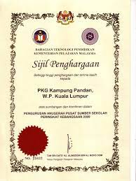 Need the translation of penghargaan in english but even don't know the meaning? Sijil Penghargaan