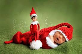 Adorable Newborn Picture For Xmas With The Elf On A Shelf Newborn Magazine Newborn Christmas Photography New Baby Products