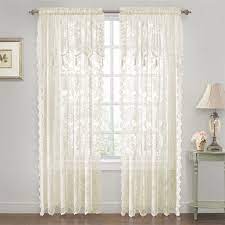 Huge sale on lace curtain valances now on. Country Chic Floral Lace Window Curtain Panel With An Attached Tassled Valance Beige Walmart Com Walmart Com