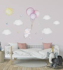 Ballon Aufkleber Elefant Sticker Sonne Wandsticker Babyzimmer Wandtattoo Schlafzimme Wandaufkleber Kinderzimmer Babyzimmer Wandaufkleber Wandsticker Babyzimmer