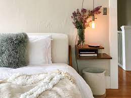 A floating nightstand for cramped small spaces. The Small Nightstand Hack That Requires Zero Floor Space Architectural Digest