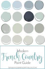 French country colors, benjamin moore paint color palette, trendy, naturals, shaker, breezy. Modern French Country Paint Guide Sense Serendipity