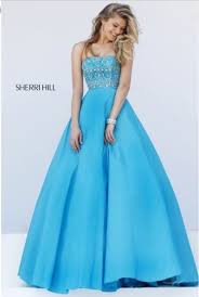 Sherri Hill Blue Ball Gown Size 0 Pretty Prom Dresses Beaded Prom Dress Stunning Dresses