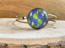 Kaleidoscope Photo Jewelry Bangles, Bracelet, Antique Brass.