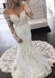 Scalloped edge half sleeves appliques wedding dress. Long Sleeve Mermaid Wedding Dresses Uk Off 57 Www Transanatolie Com
