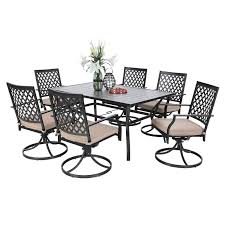 Metal garden table chairs can also provide you with comfort when you want to read outdoors and you won't complain of back pains afterward. 60 X 37 8 Rectangle Patio Table And 6 Backyard Garden Outdoor Chairs Phivilla 7 Piece Metal Outdoor Patio Dining Bistro Sets With Umbrella Hole Black Patio Furniture Sets Dining Sets