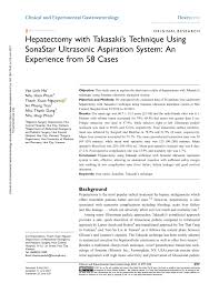 PDF) Hepatectomy with Takasaki's Technique Using SonaStar Ultrasonic  Aspiration System: An Experience from 58 Cases