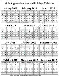 Afghanistan Holiday List 2019 National Holiday Calendar Canada Holiday Holiday List