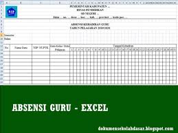 Contoh Absensi Kehadiran Guru Format Excel Dokumen Sekolah Dasar