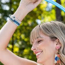 Grace Gold Color Block Stretch Bracelet Blue